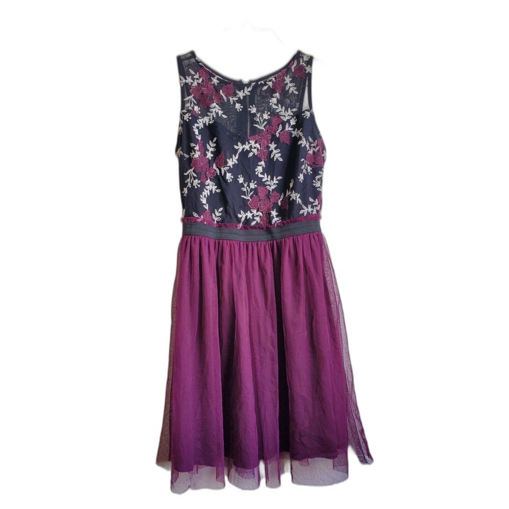 Speechless Dress Women Medium Career Floral Cocktail Mesh Skirt Embroider Bodice